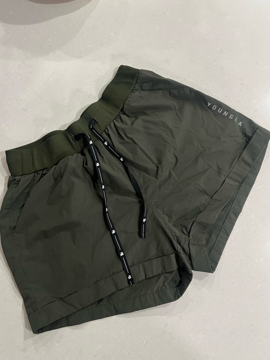 YoungLA Pants - YoungLA Olive Athletic Drawstring Shorts